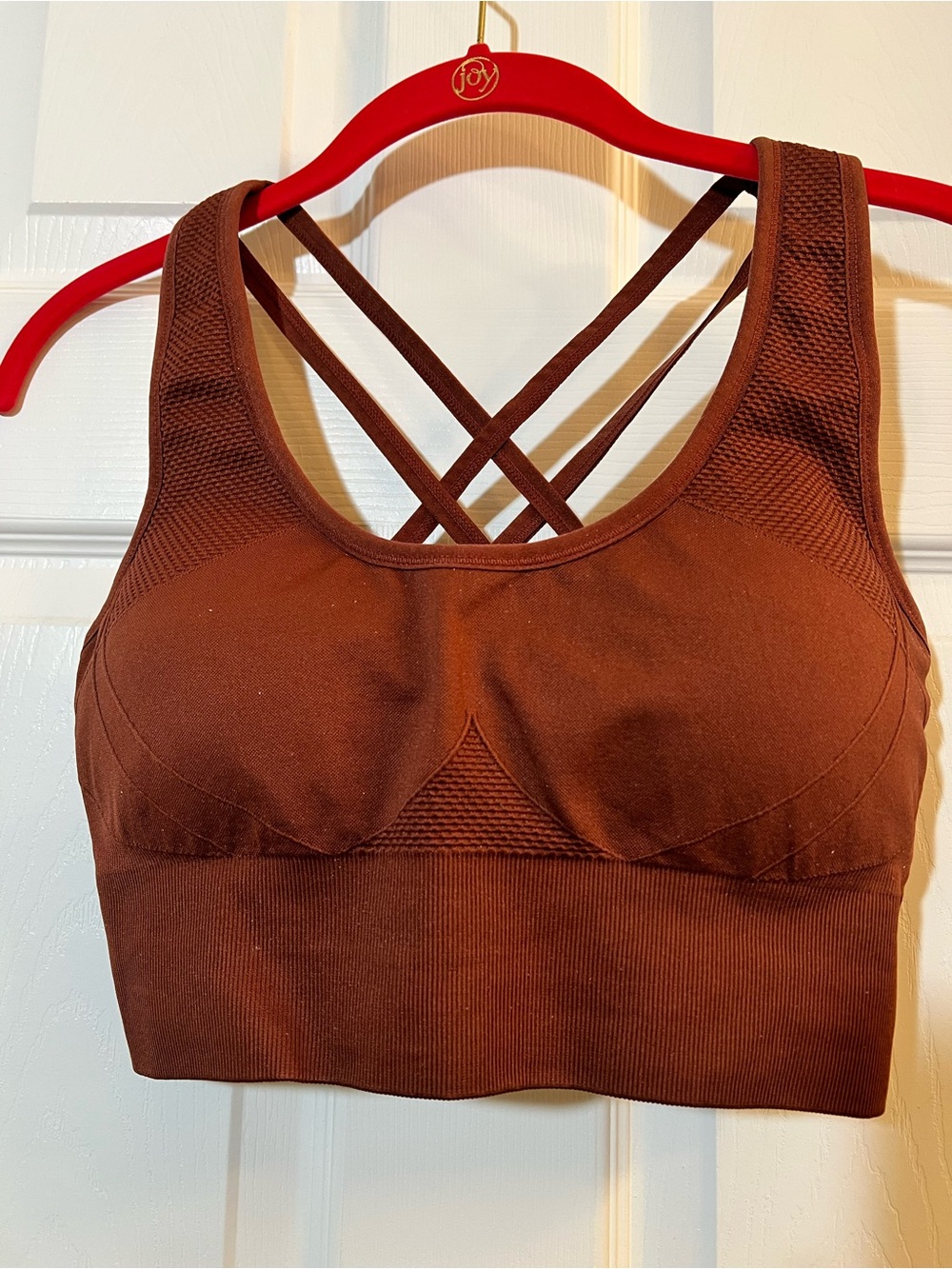 🦋 NWOT Velocity Chocolate Brown Crisscross Sports Bra size xlarge